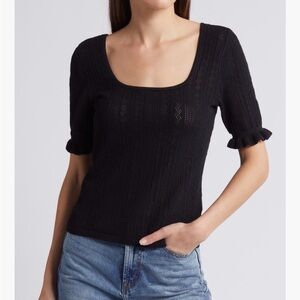 Treasure & Bond Black Pointelle Sweater